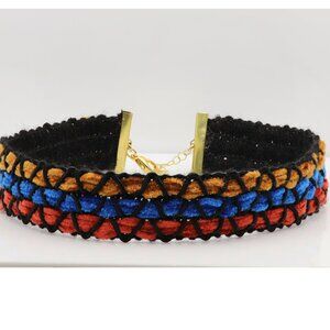 Fancy Choker Multi Color Adjustable Length Multi Colors Wide Trim chokers (#83)